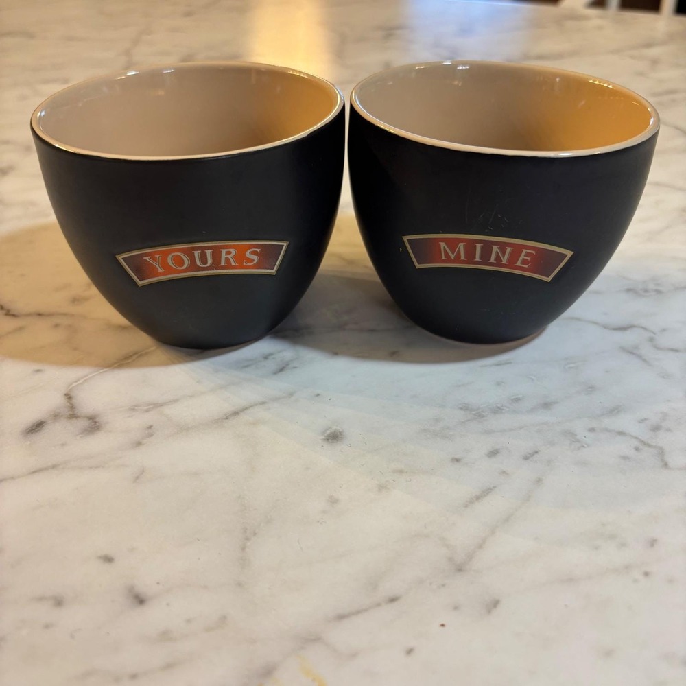 Baileys Irish Cream Yours and Mine Matte Black Ceramic Cup Set of 2 Tumblers